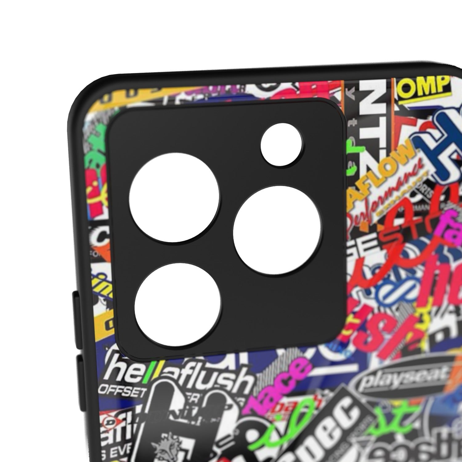 OffSet printed metal phone case - camera close-up