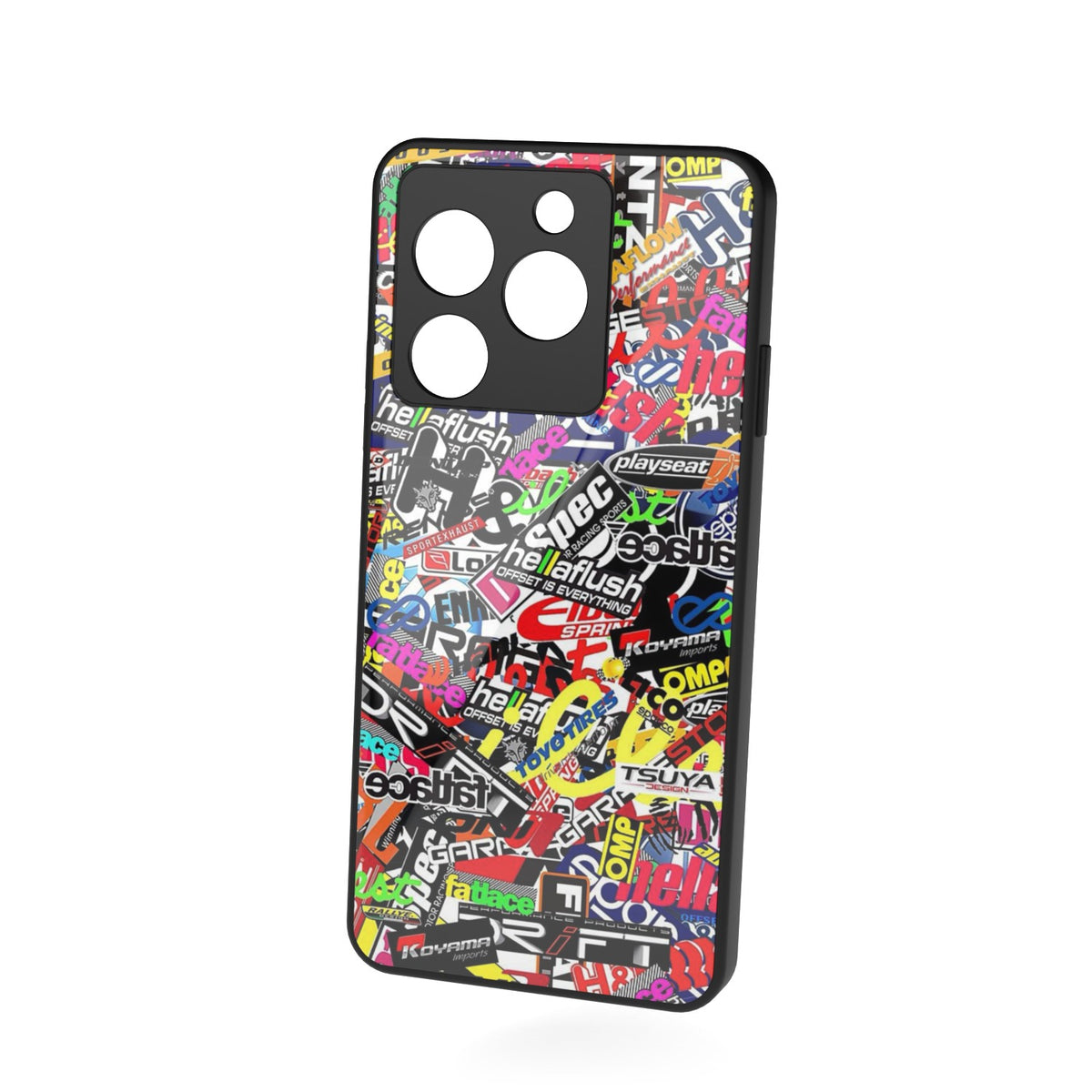 OffSet printed metal phone case - floating back view