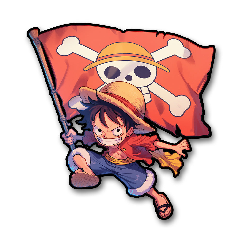 One Piece Cute Luffy Straw Hat Flag Sticker