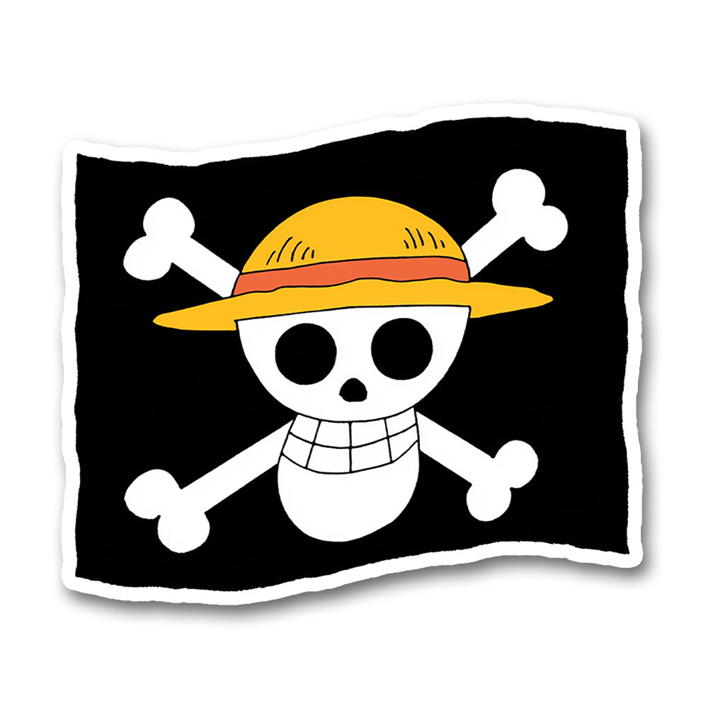 One Piece Straw Hat Jolly Roger Flag Sticker