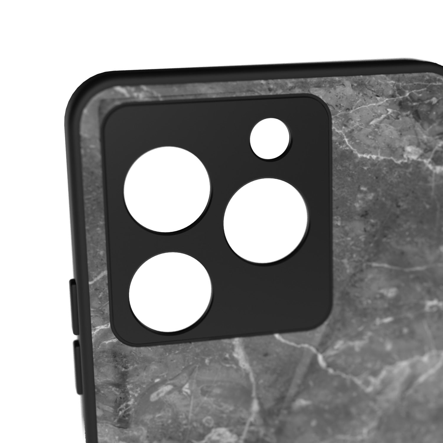 Onyx Marble printed metal phone case - camera close-up