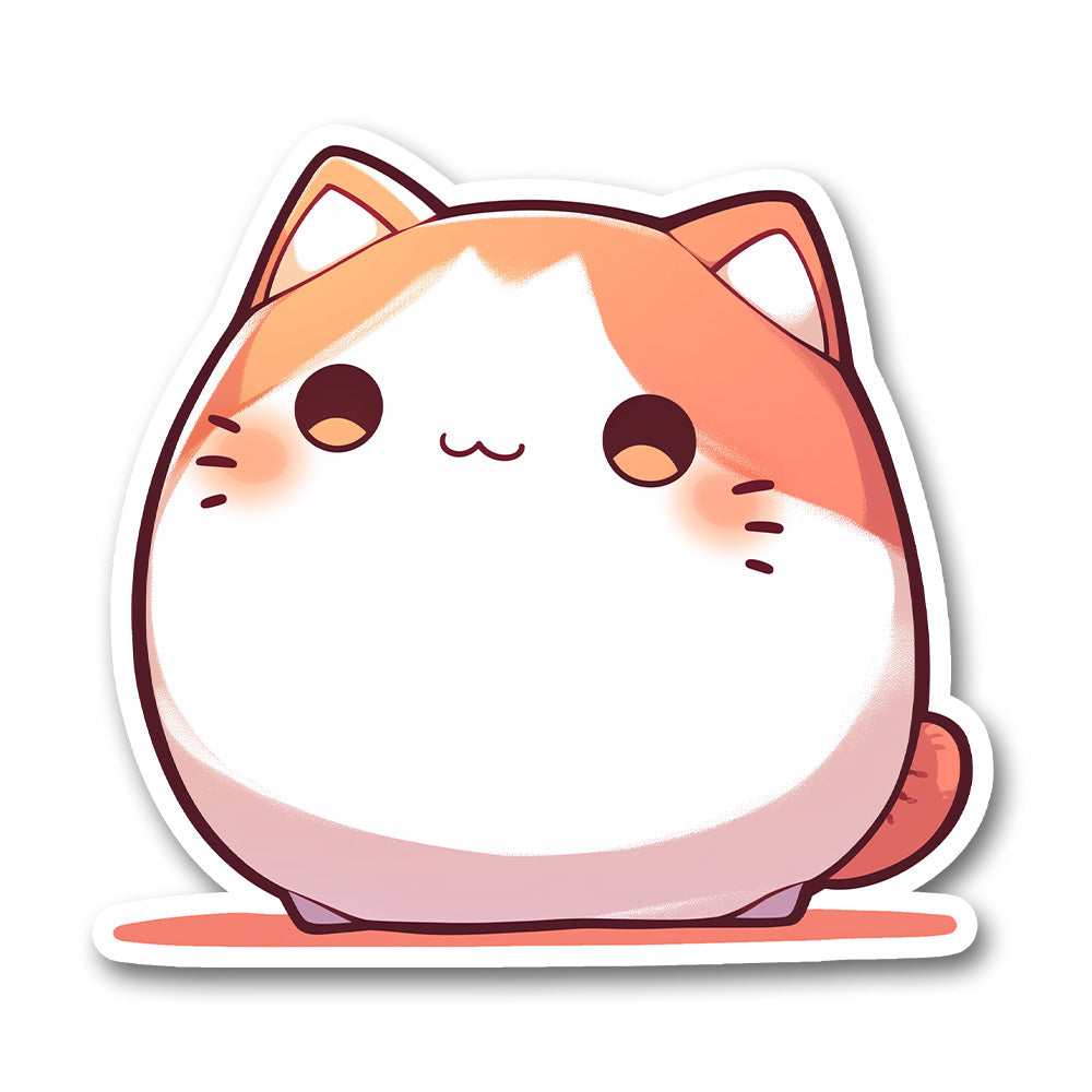Orange White Bongo Cat Sticker