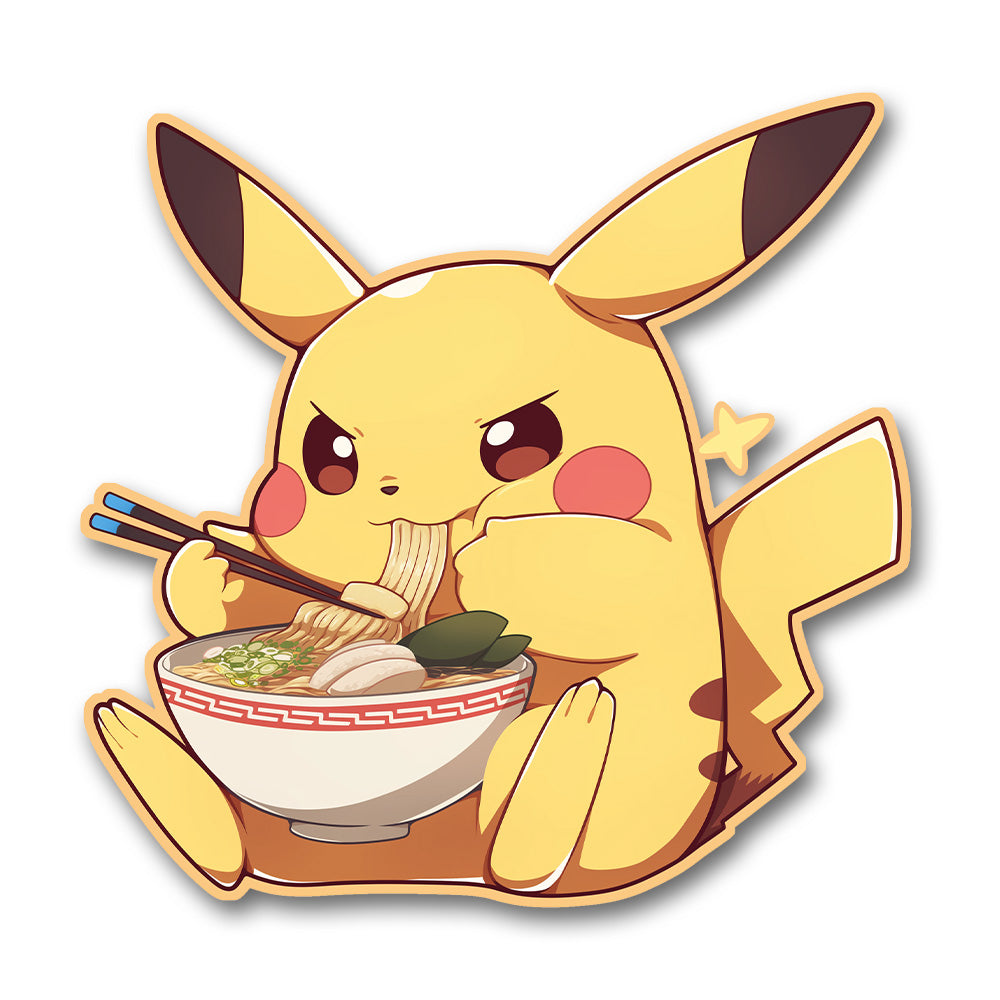 Pikachu Eating Ramen Sticker