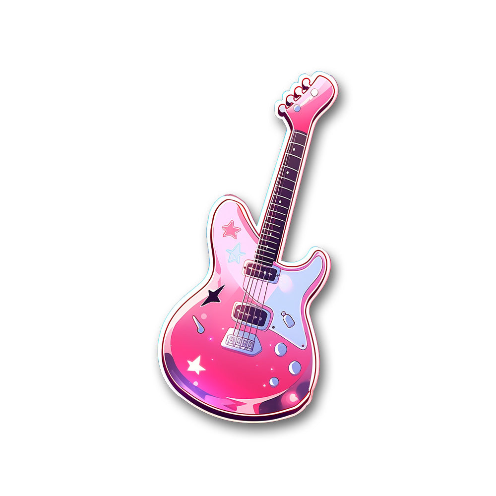 Pink Rock Guitar Sticker