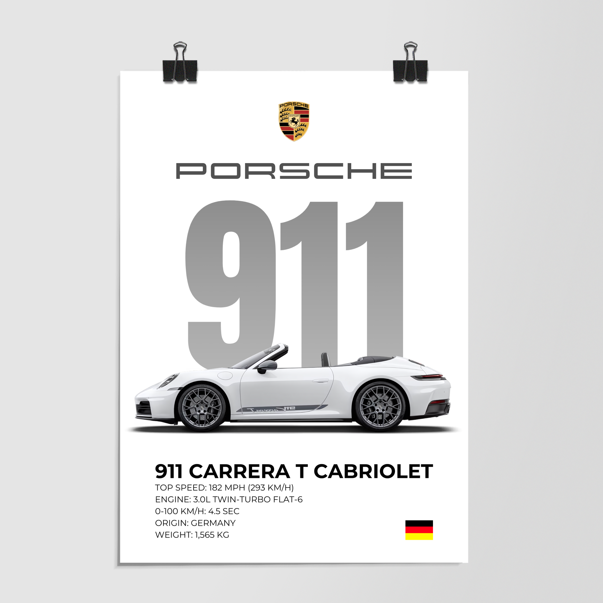 Porsche 911 Carrera T Cabriolet Silver by Decalz