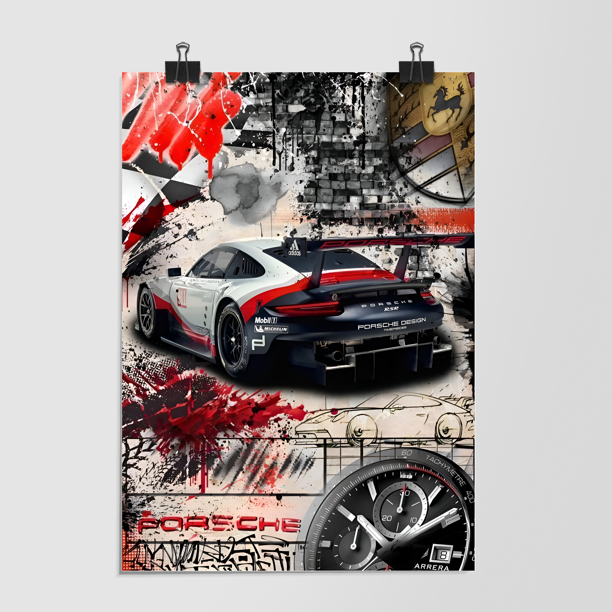 Porsche Abstract Red Splash by Decalz