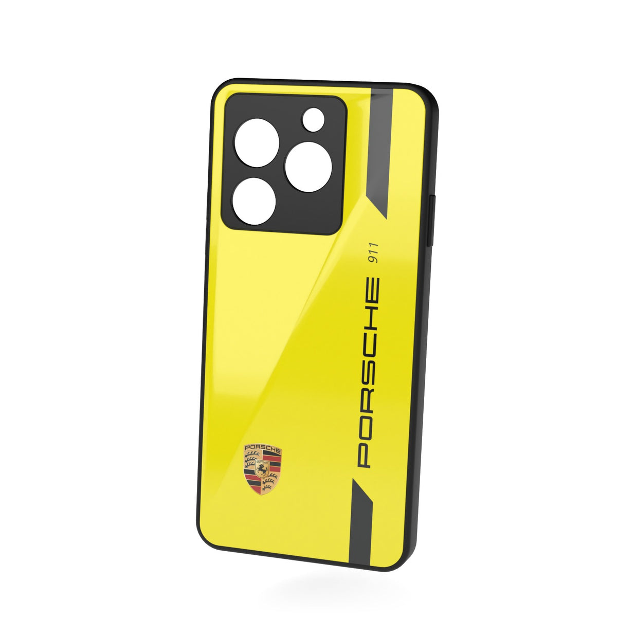 Porsched printed metal phone case - floating back view