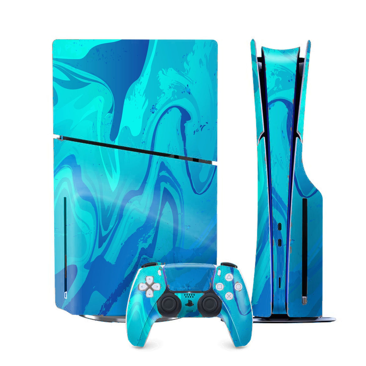 Poseidon Blue PlayStation 5 Slim skin by Decalz