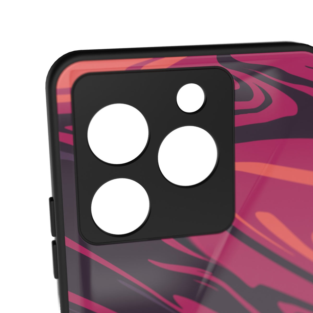 Poseidon Red printed metal phone case - camera close-up