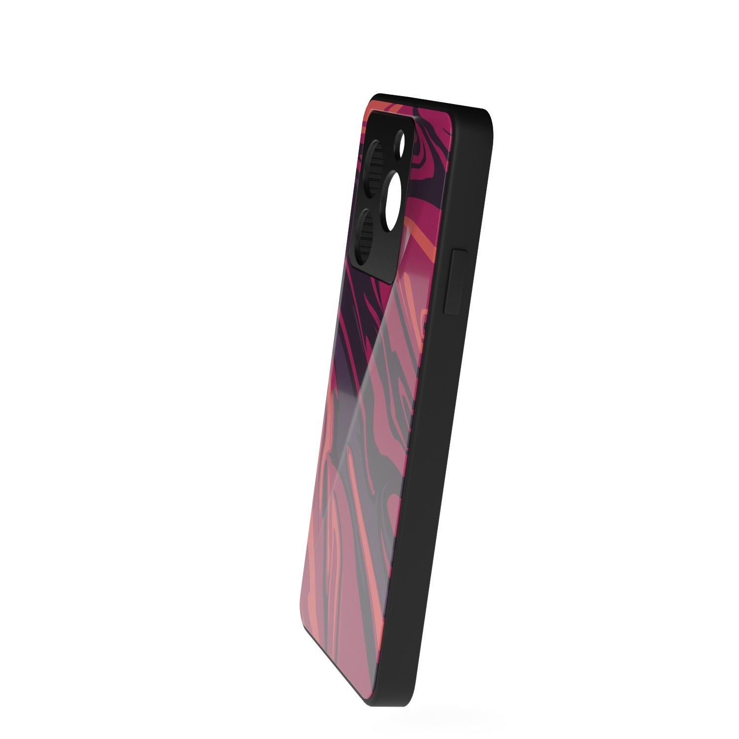Poseidon Red printed metal phone case - side view