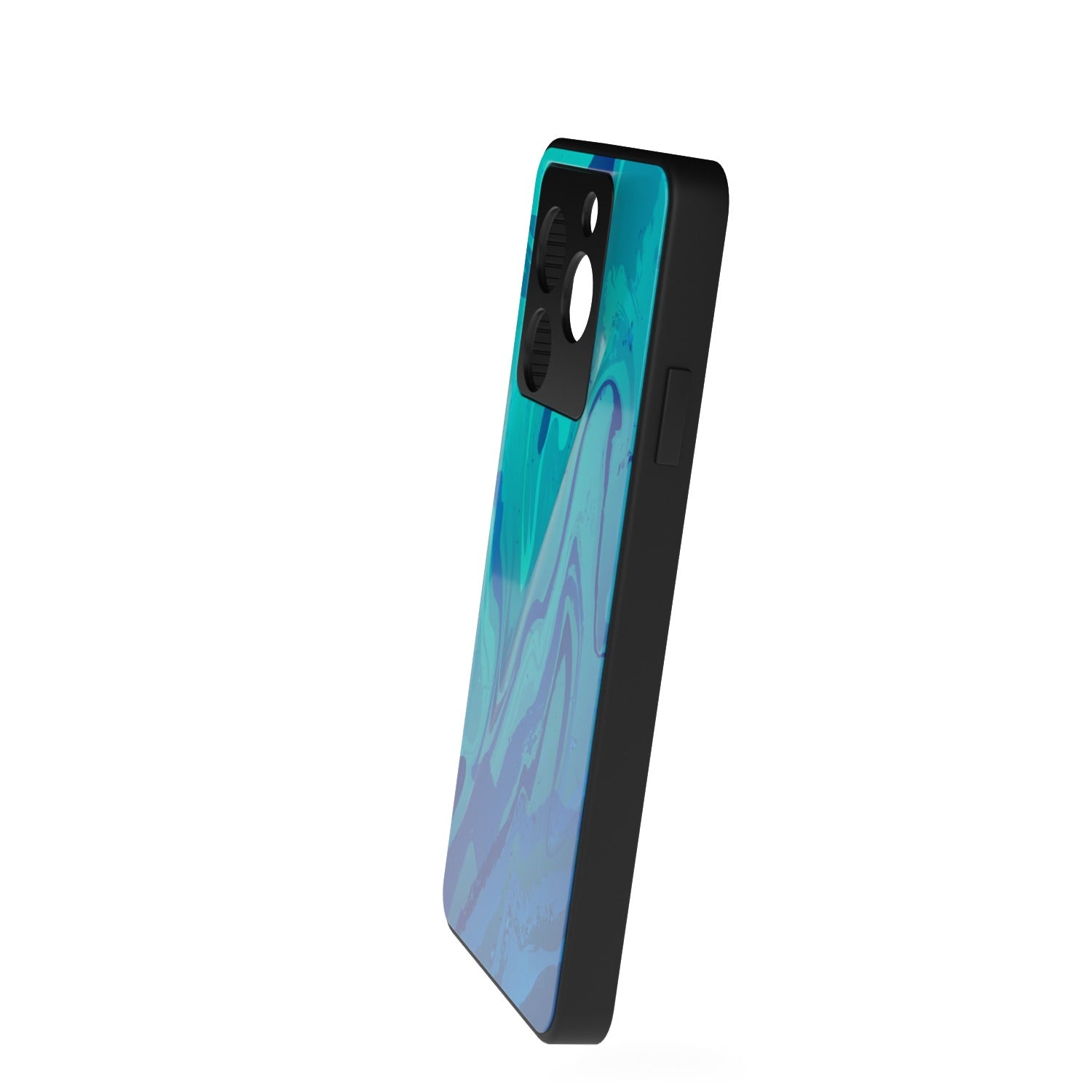 Posiden Blue printed metal phone case - side view