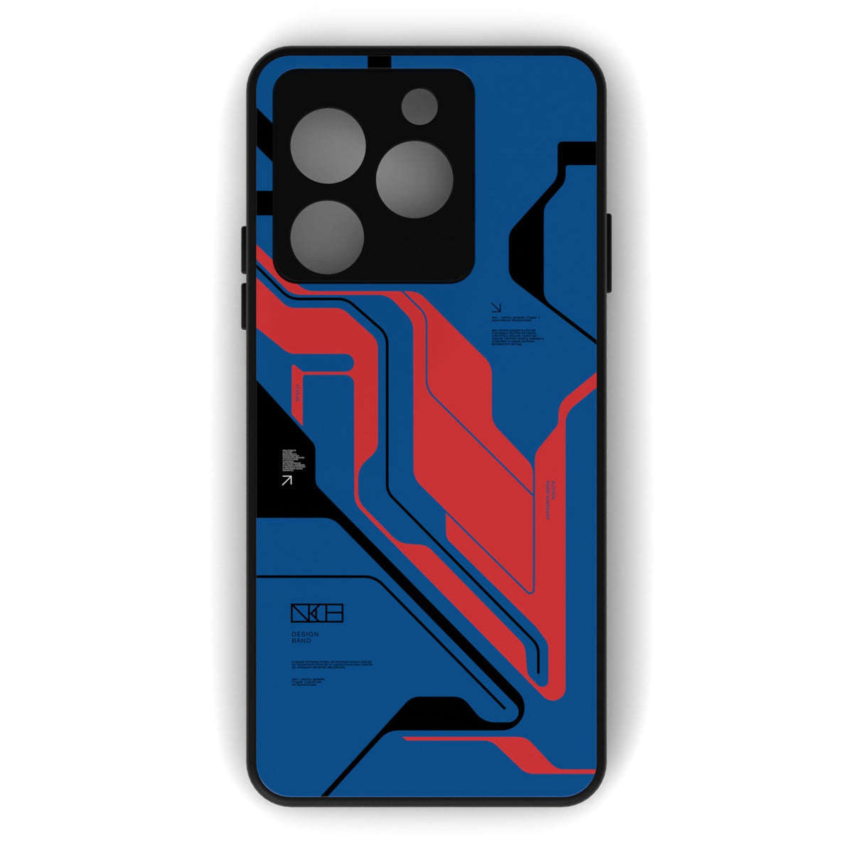 Prime Blue printed metal phone case - flat back view