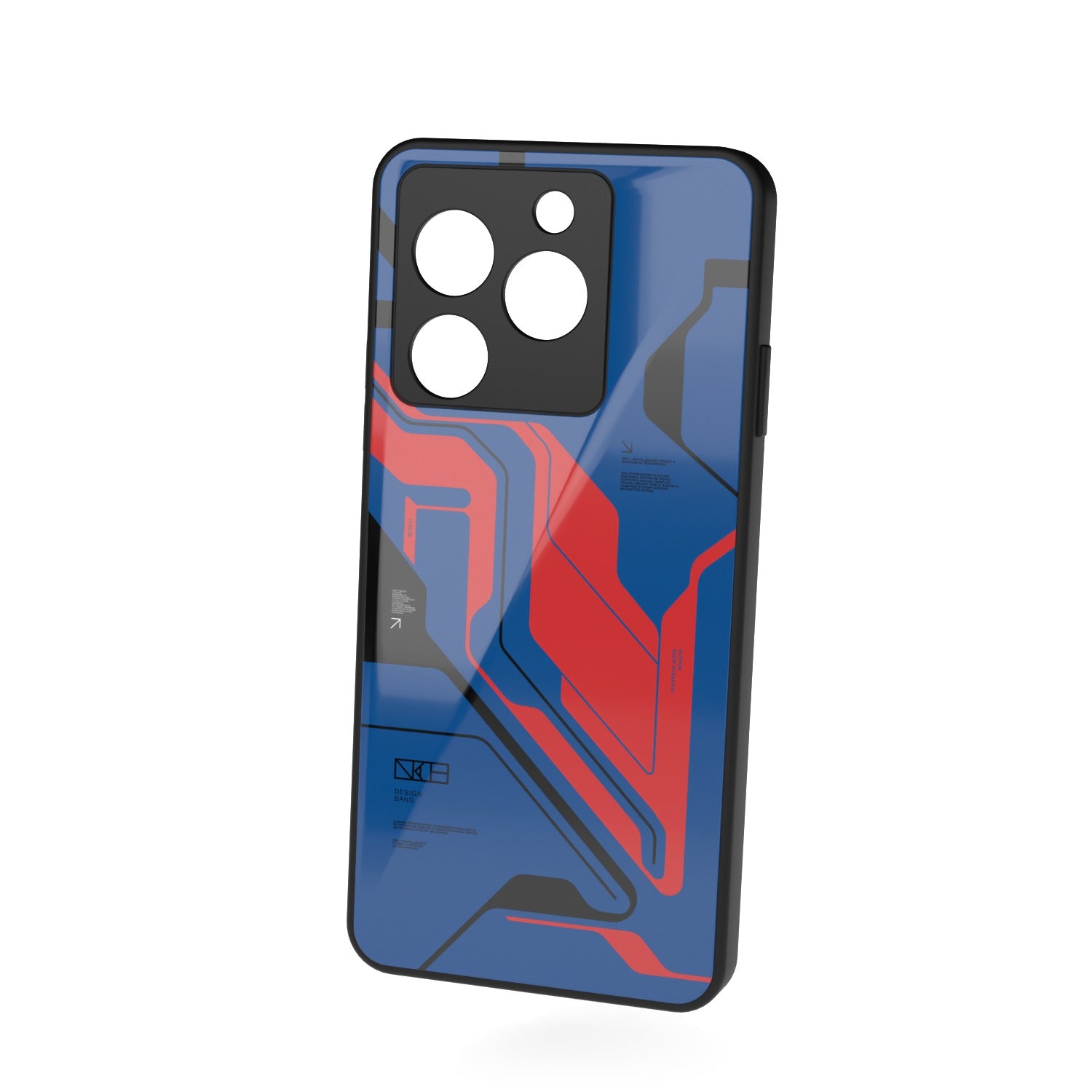 Prime Blue printed metal phone case - floating back view