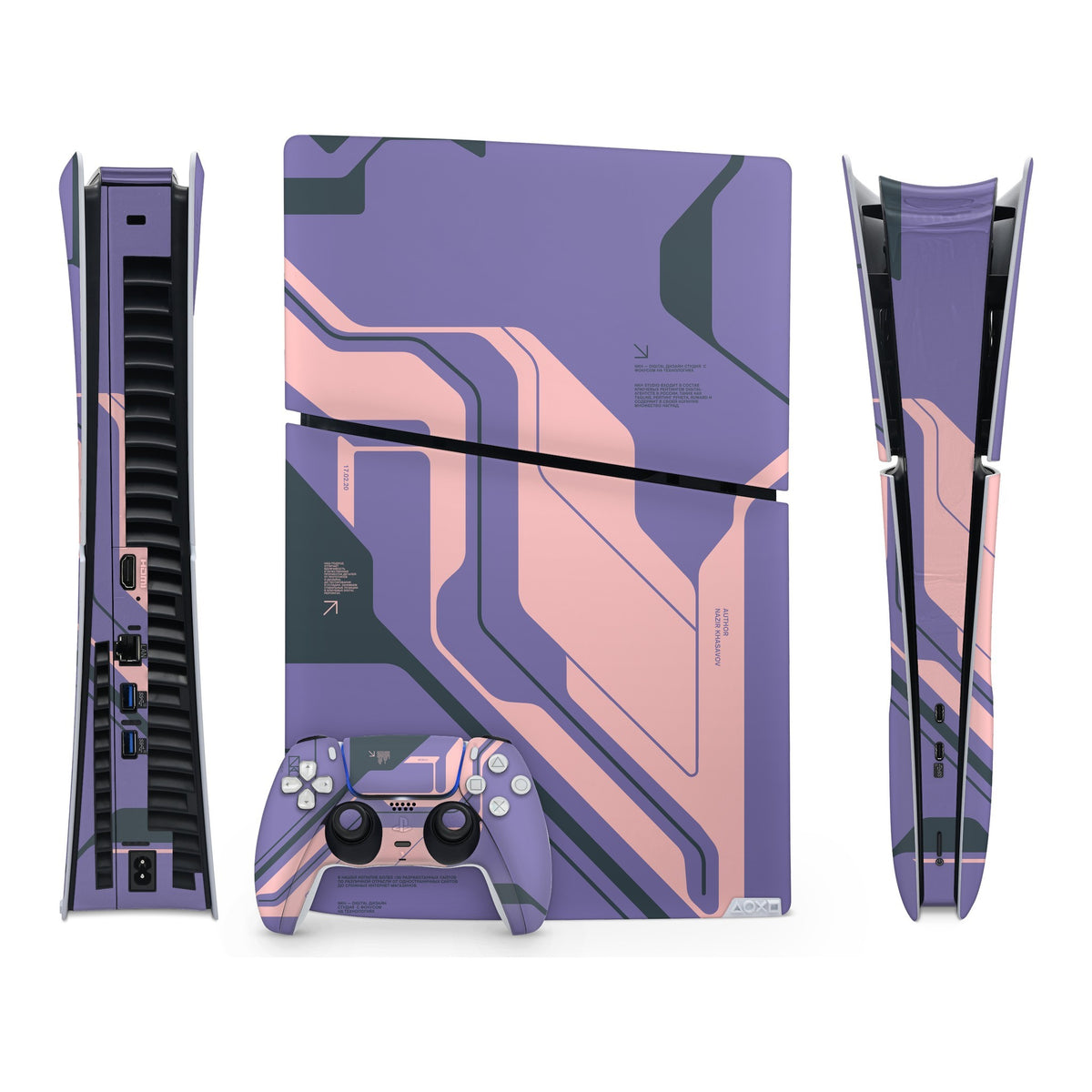 Purple Cyberpunk PlayStation 5 Slim Digital skin by Decalz