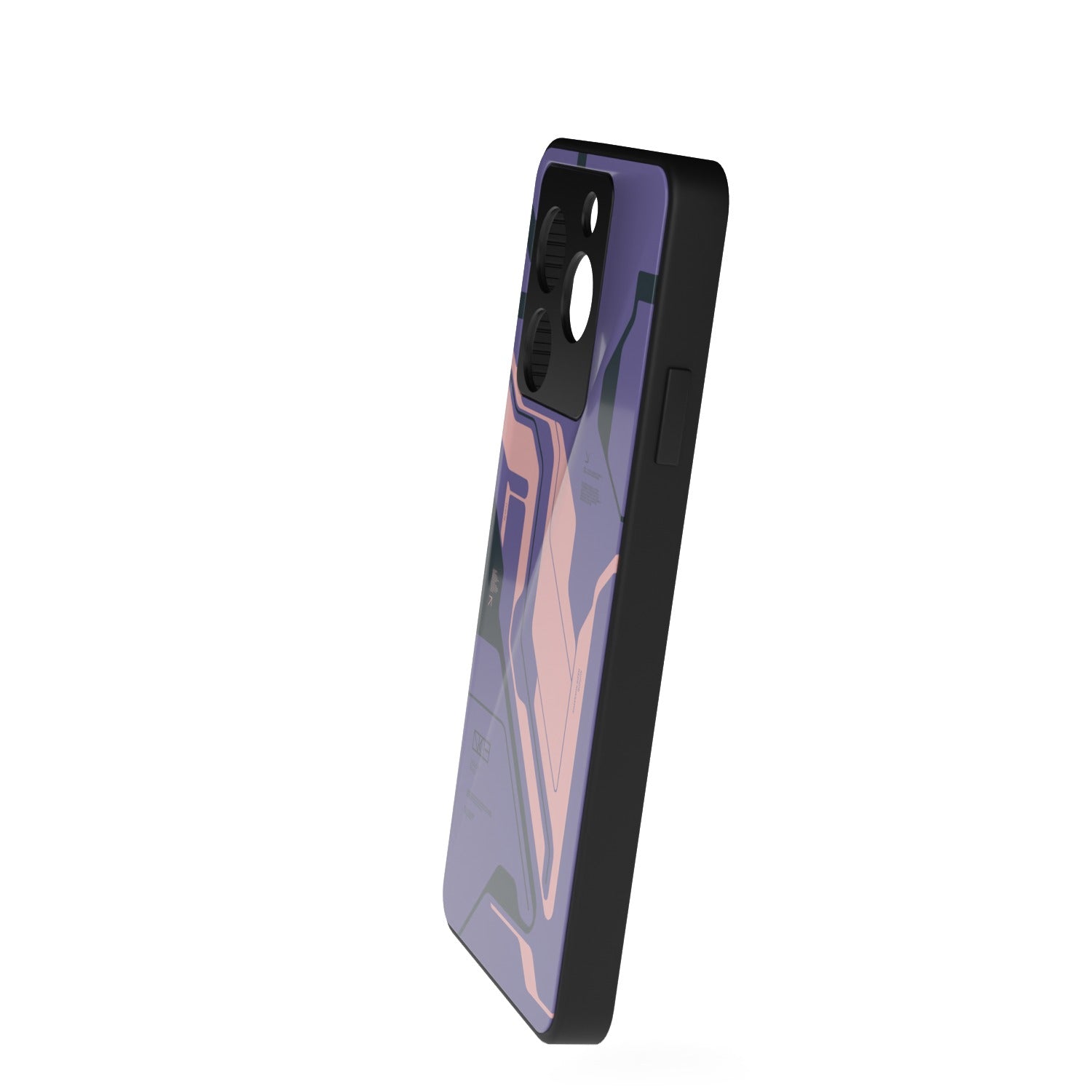 Purple Cyberpunk printed metal phone case - side view