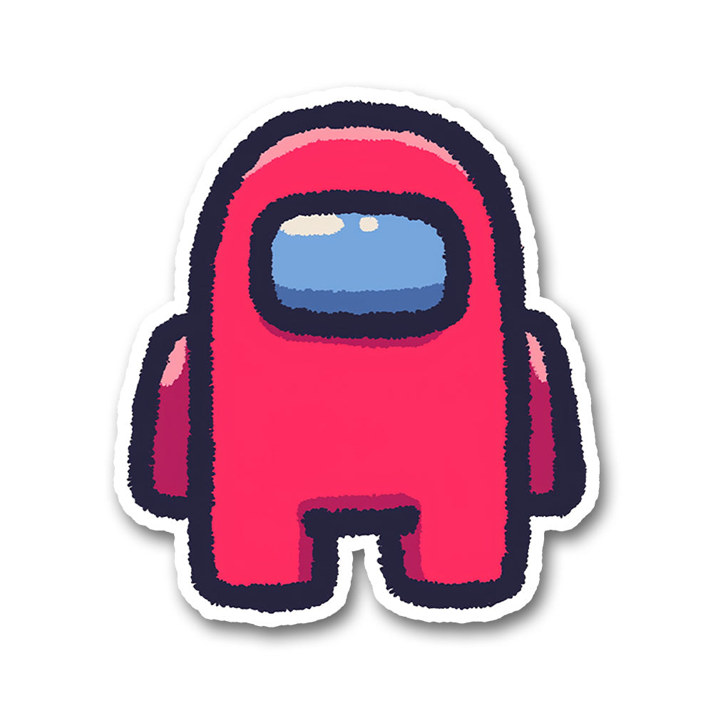 Red Among Us Crewmate Cartoon Sticker