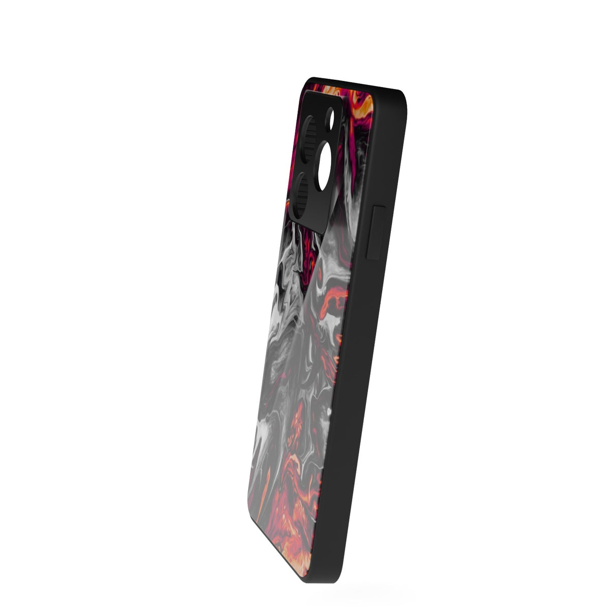Red Hot Lava printed metal phone case - side view