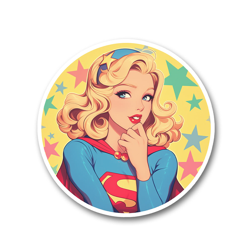 Retro Supergirl Pinup Sticker