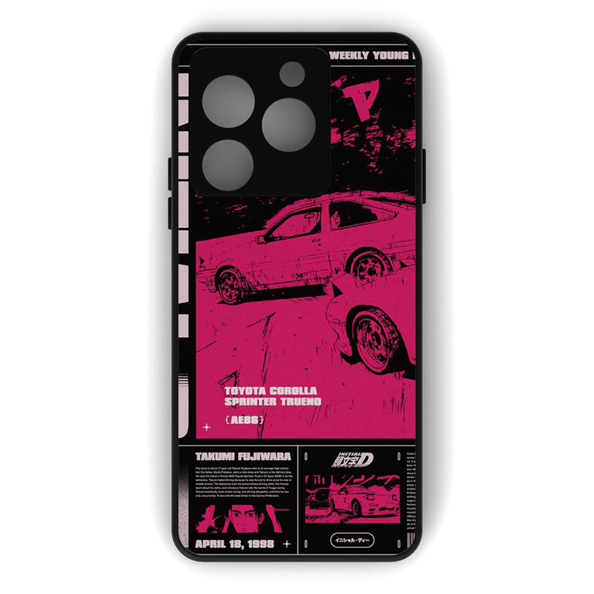 Retro Toyota printed metal phone case - flat back view