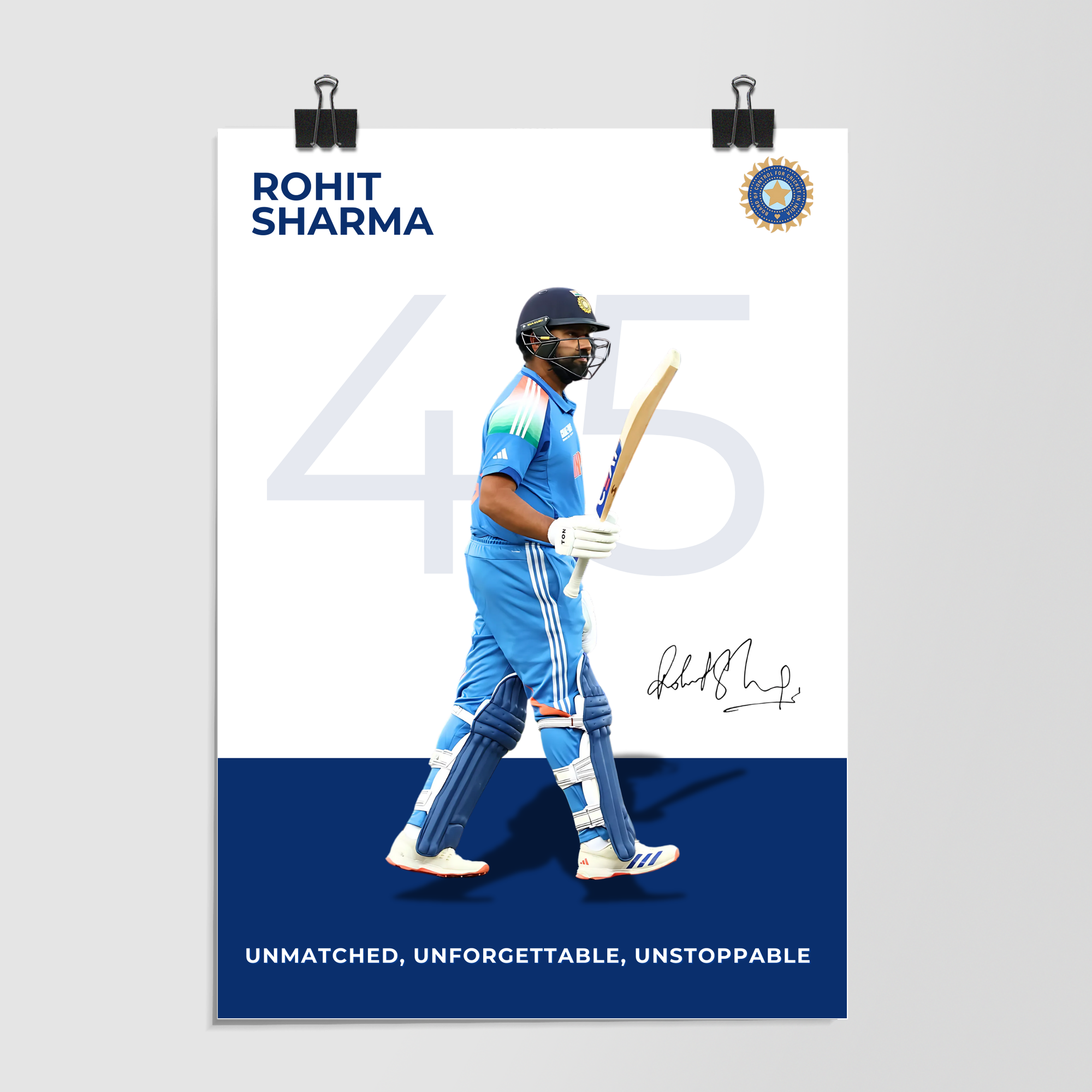 Rohit Sharma Unmatched Unstoppable Quote Dramatic Lighting by Decalz