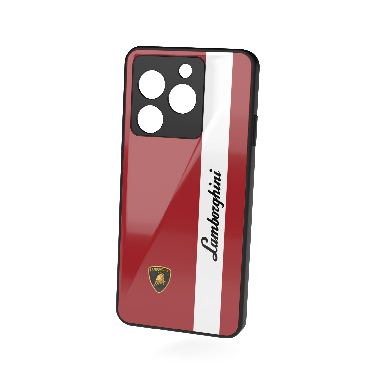 Ruby Racer printed metal phone case - floating back view