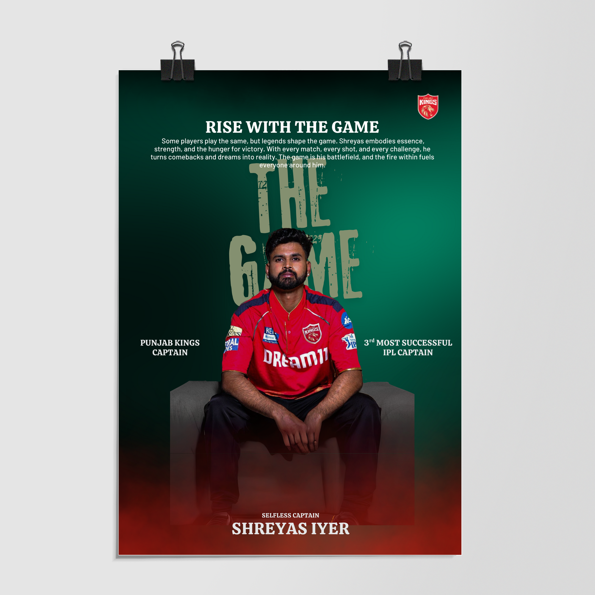 Shreyas Iyer Punjab Kings Captain by Decalz