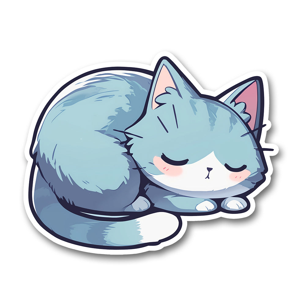 Sleepy Blue Cat Sticker