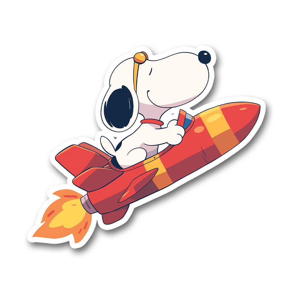 Snoopy Riding Rocket Sticker