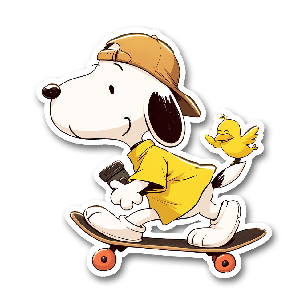 Snoopy Skateboarding With Woodstock Sticker