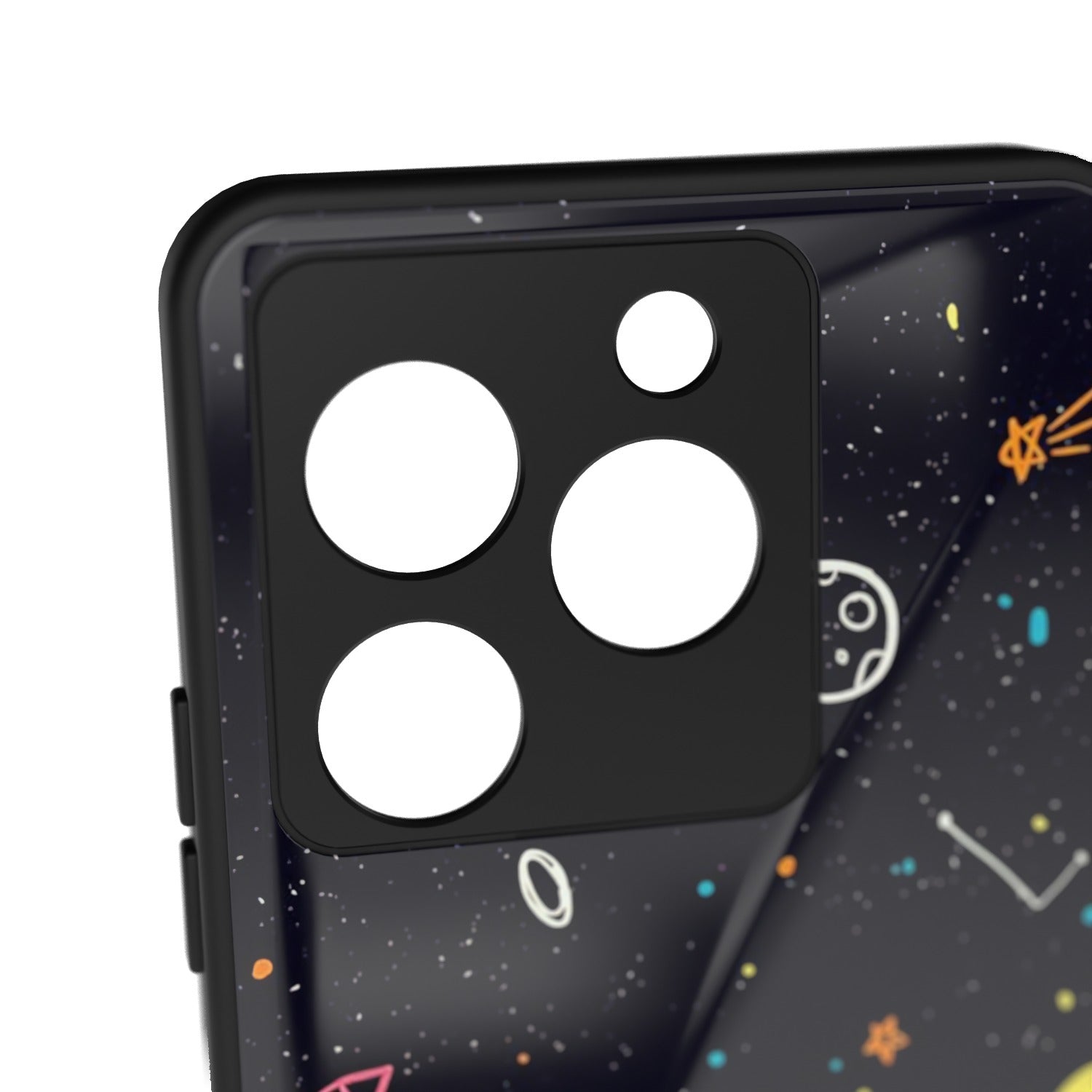 Space Boy printed metal phone case - camera close-up