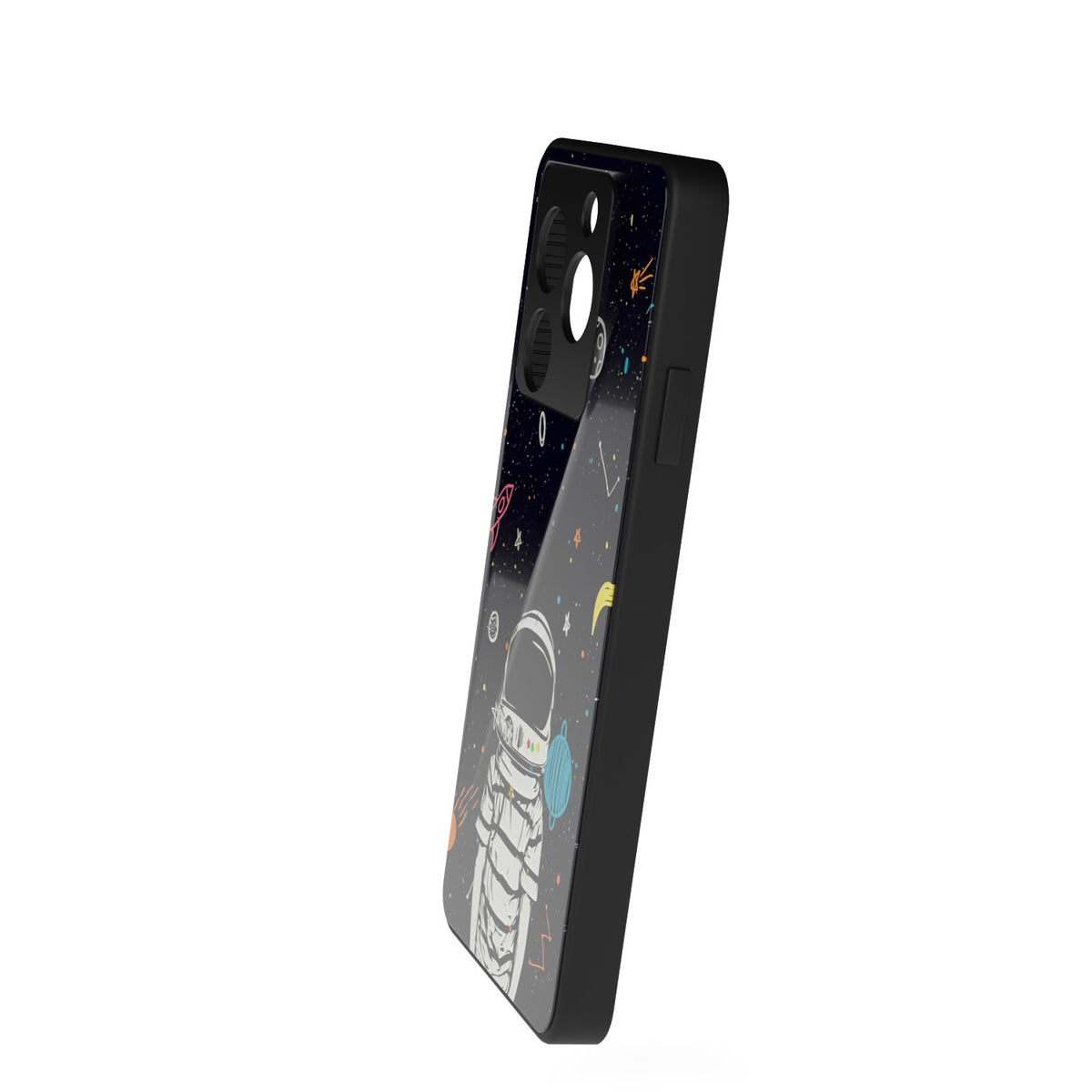 Space Boy printed metal phone case - side view