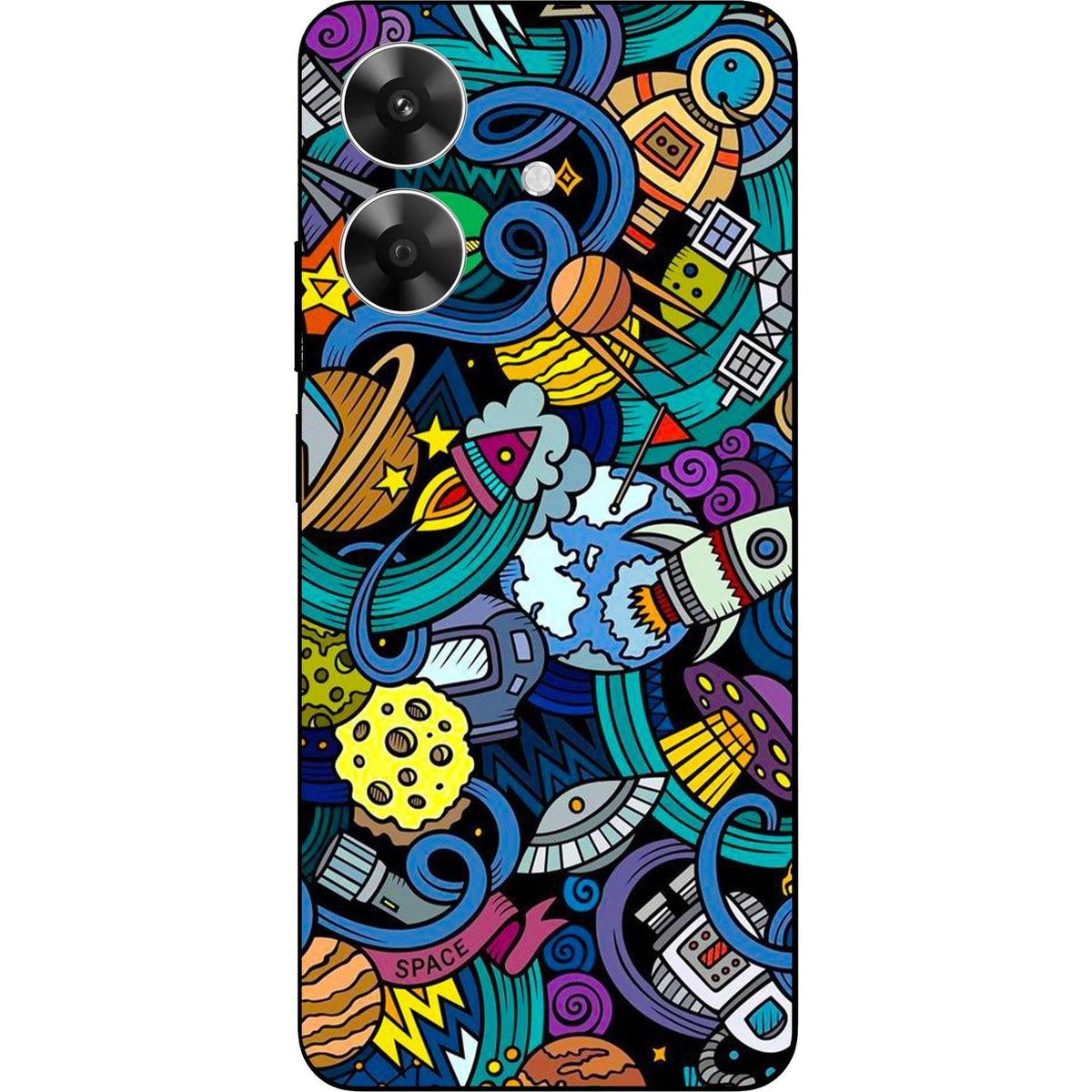 Space Doodle skin on Realme Narzo N61 by Decalz