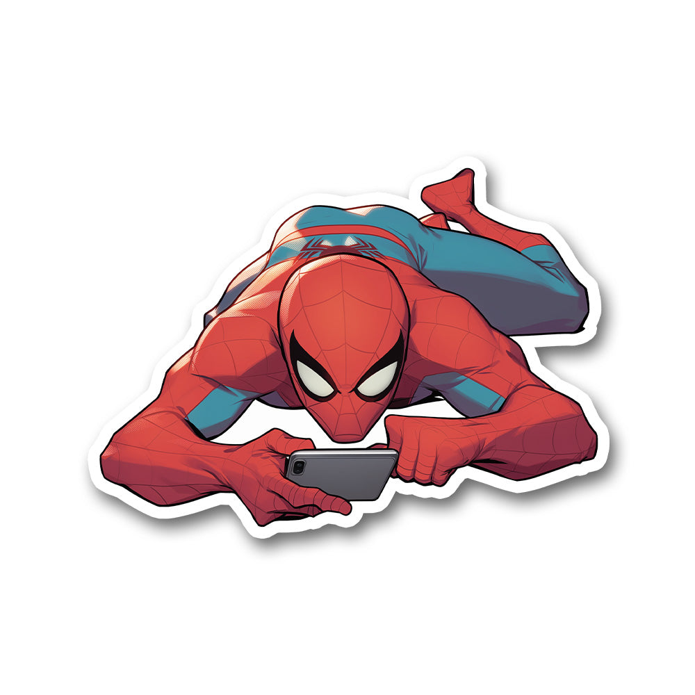 Spiderman Texting Funny Comic Sticker