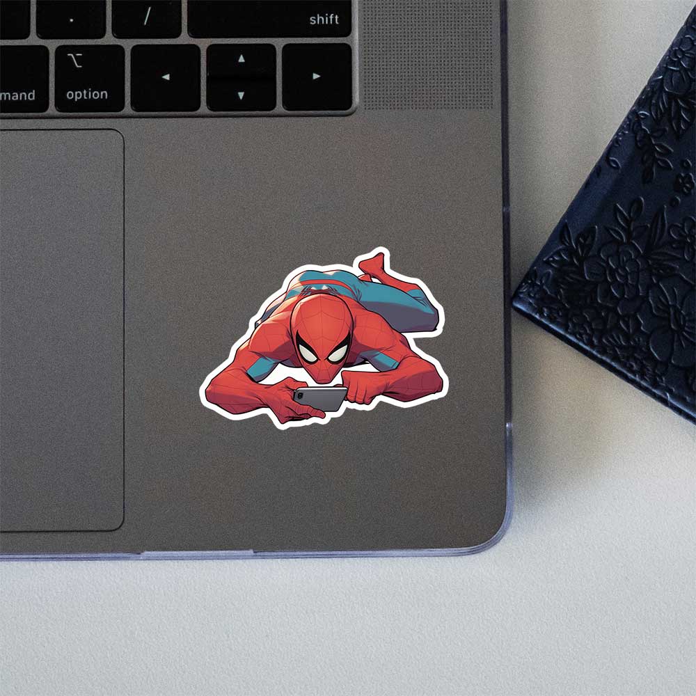 Spiderman Texting Funny Comic Sticker
