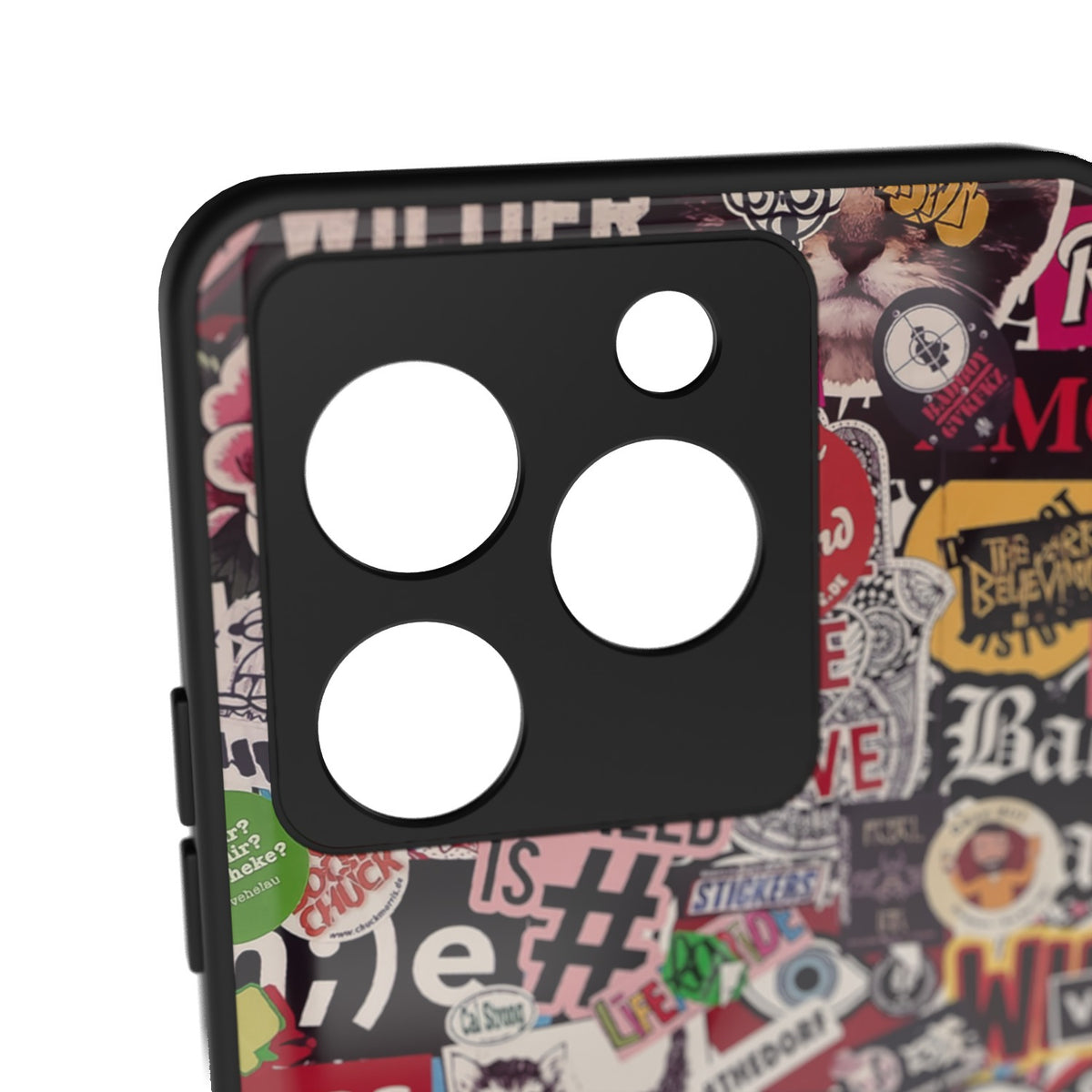 Sticker Doodle printed metal phone case - camera close-up