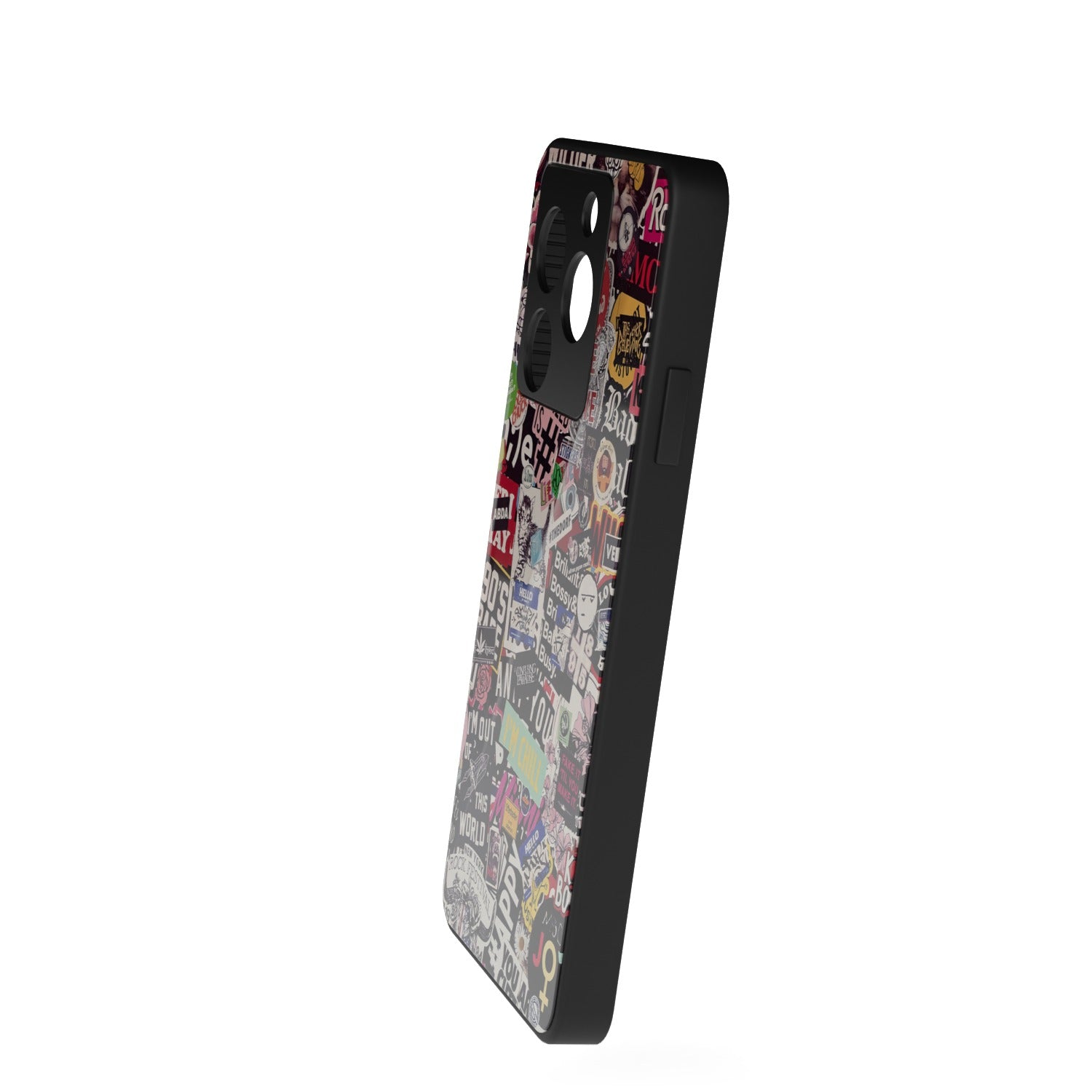 Sticker Doodle printed metal phone case - side view