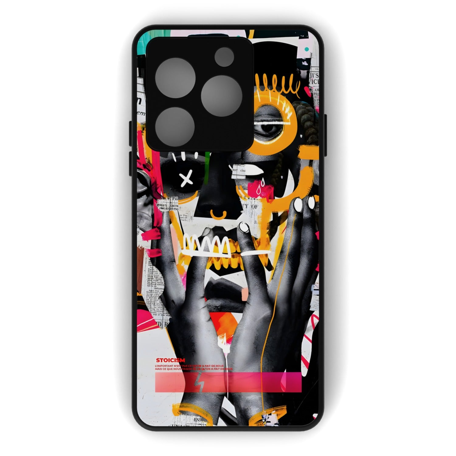 Stoicism printed metal phone case - flat back view