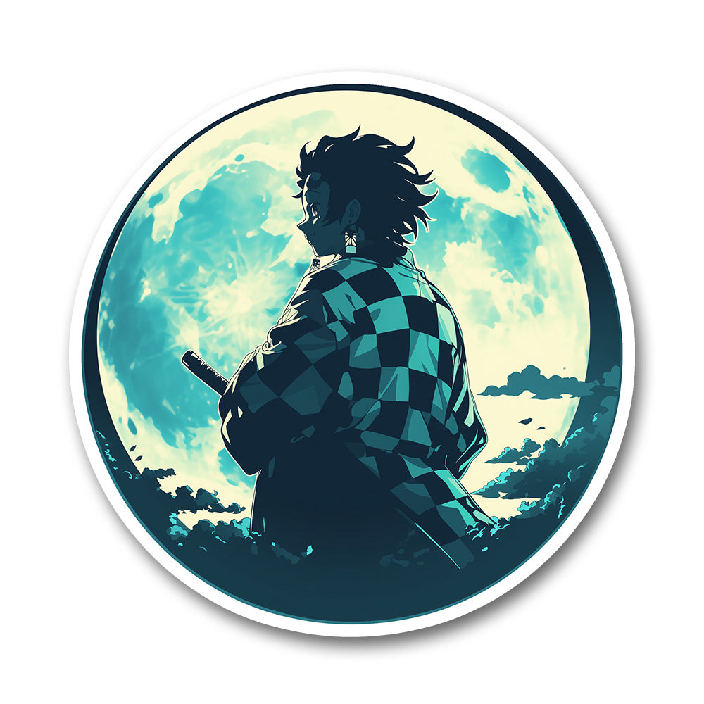 Tanjiro Moonlight Silhouette Anime Sticker