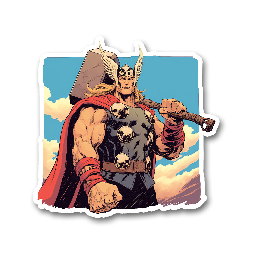 Thor Retro Comic Mighty Hammer Sticker