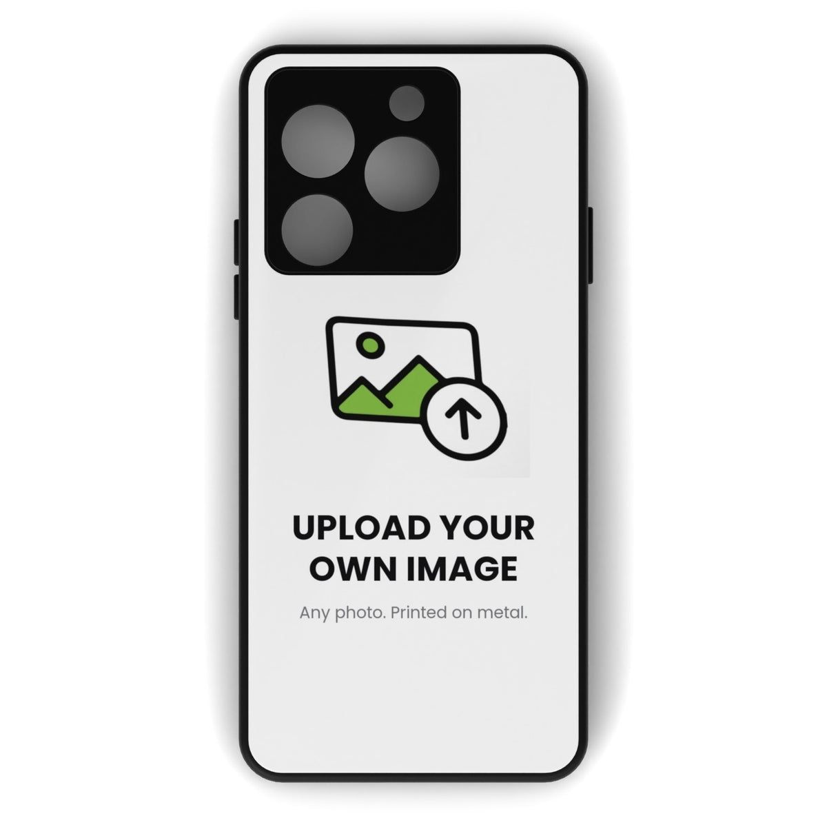 Upload your own photo printed metal phone case - flat back view