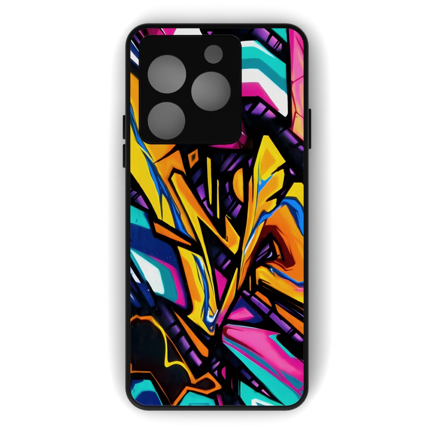 Urban Graffiti printed metal phone case - flat back view
