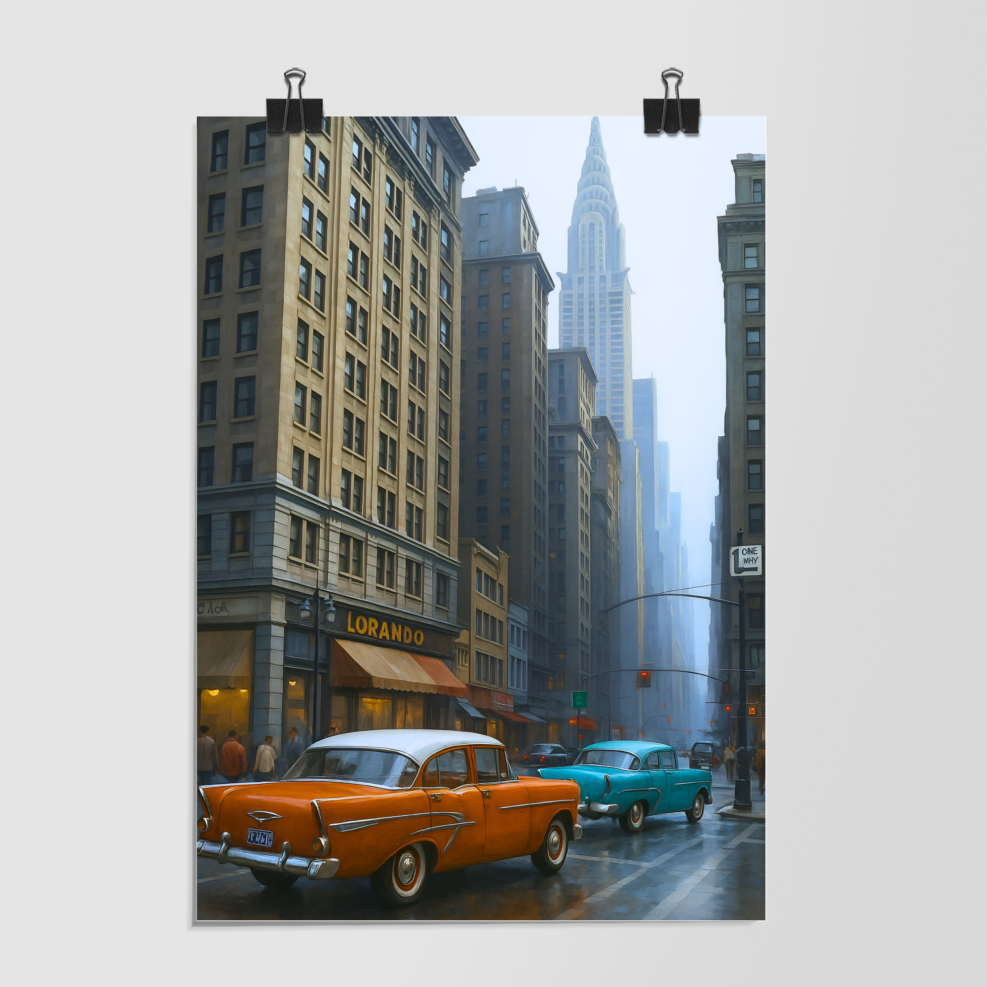Vintage Cars Nyc Street Scene by Decalz