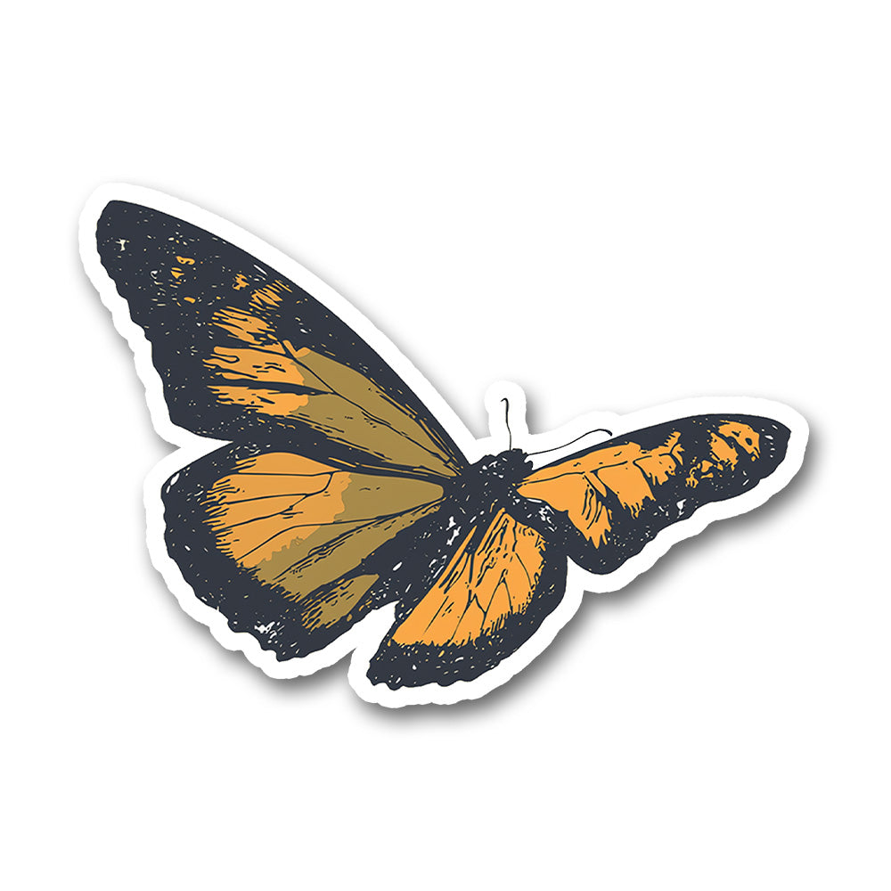 Vintage Monarch Butterfly Grunge Art Sticker (1)