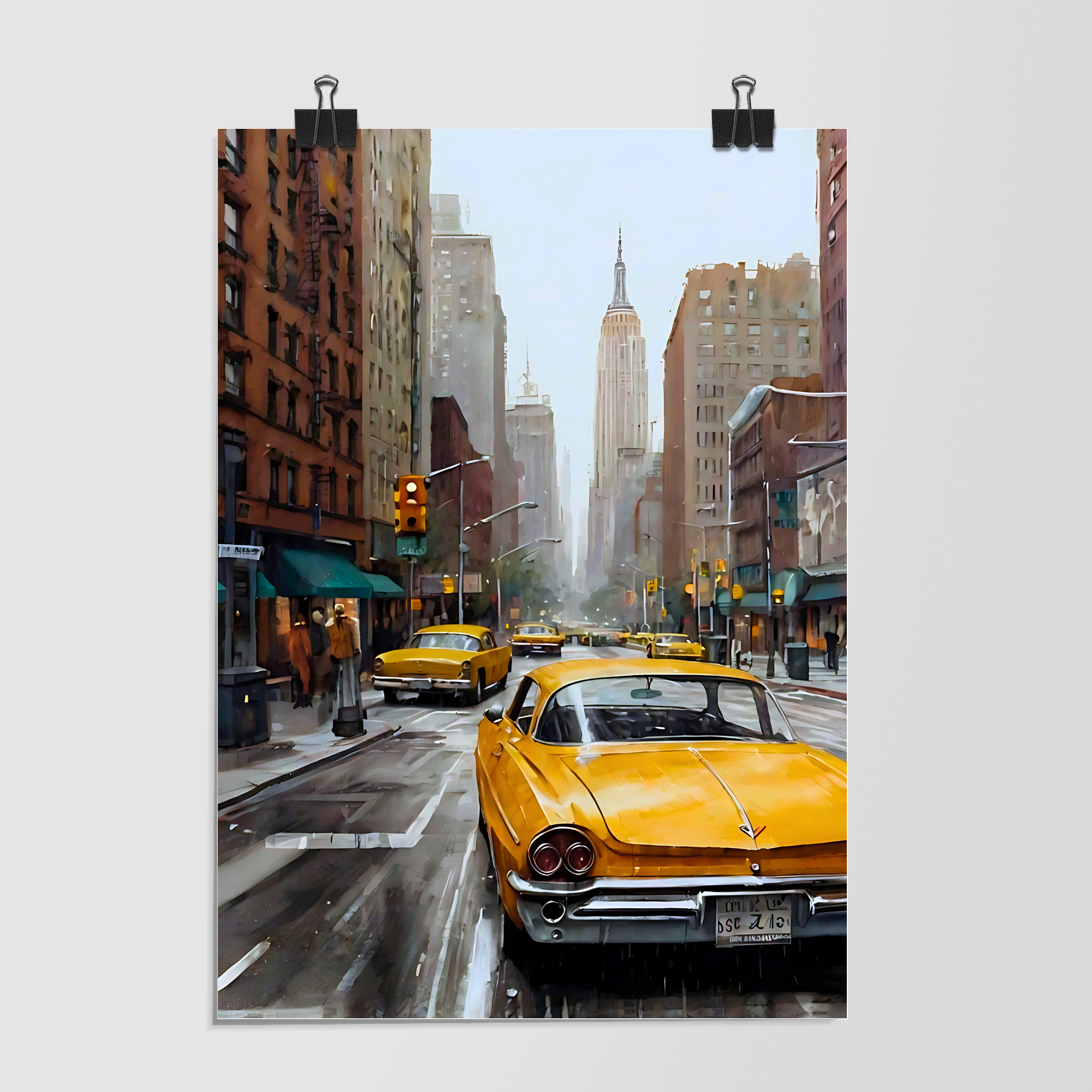 Vintage Taxi Street Scene by Decalz
