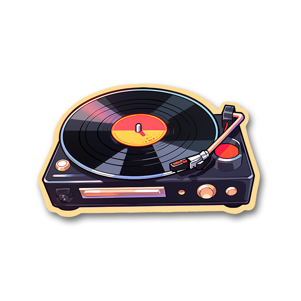Vinyl Player Beige Stroke Sticker
