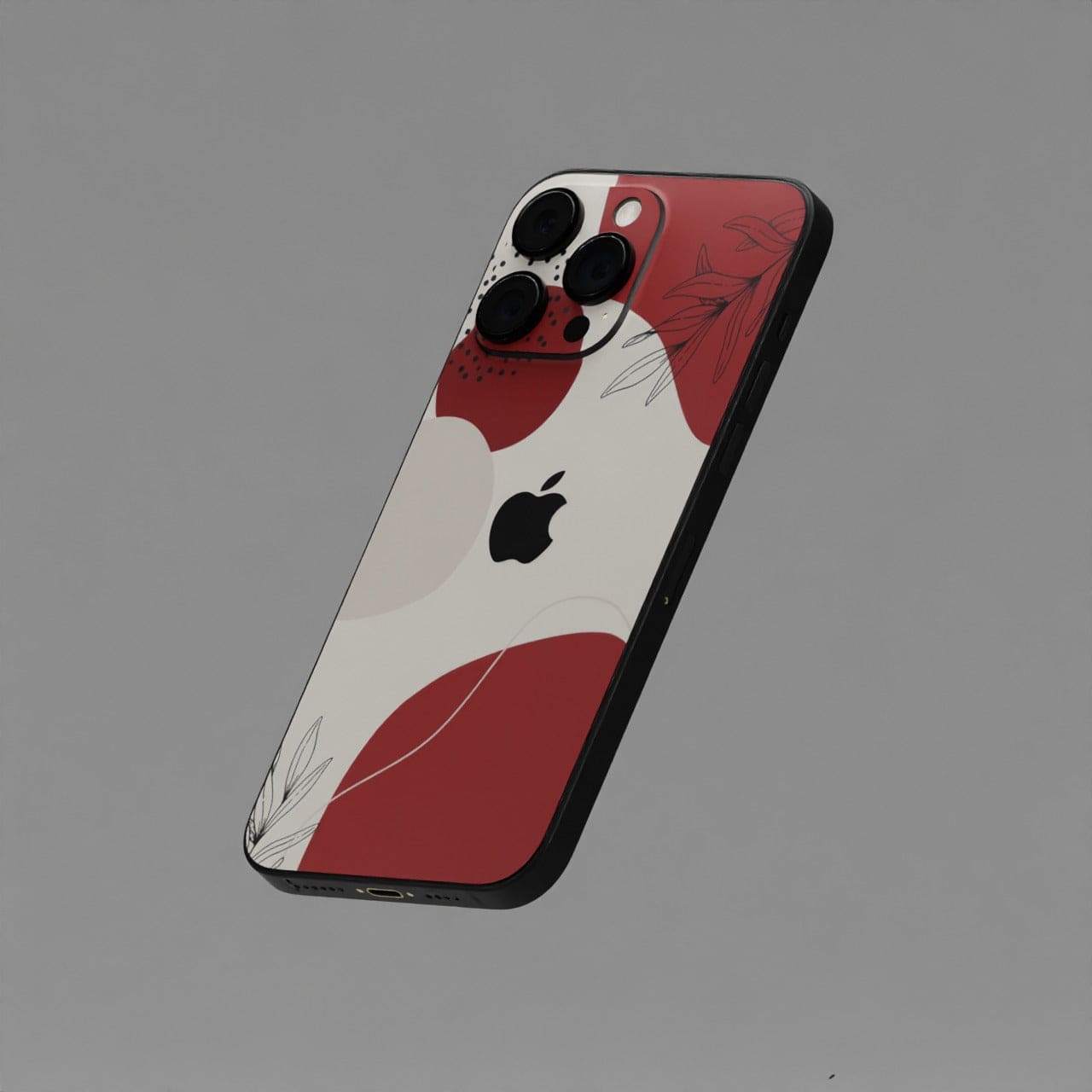 Flower silhouette Red Mobile Skins & Wraps