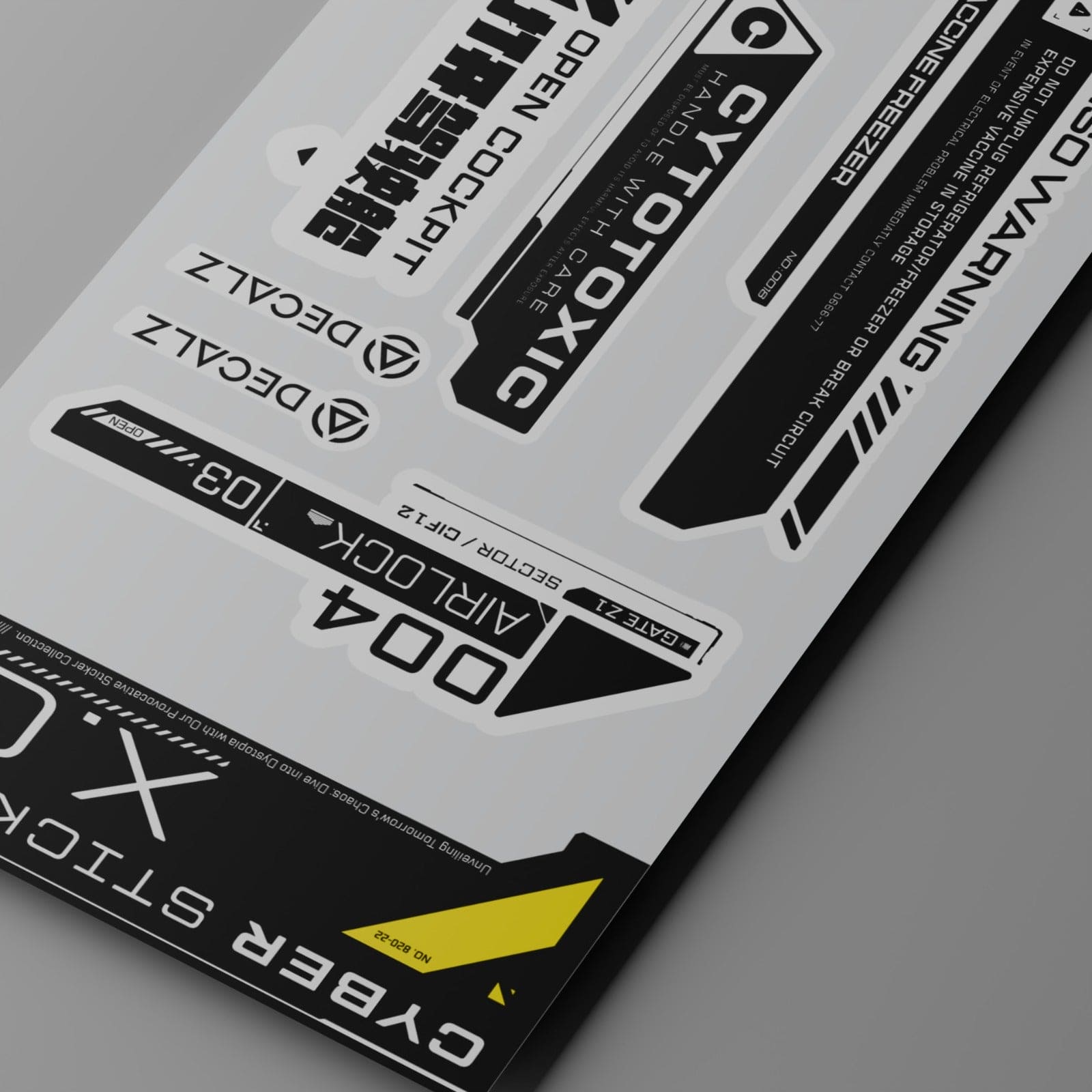 Dystopian Sticker Pack: Black & White Cyberpunk Decalz Pack