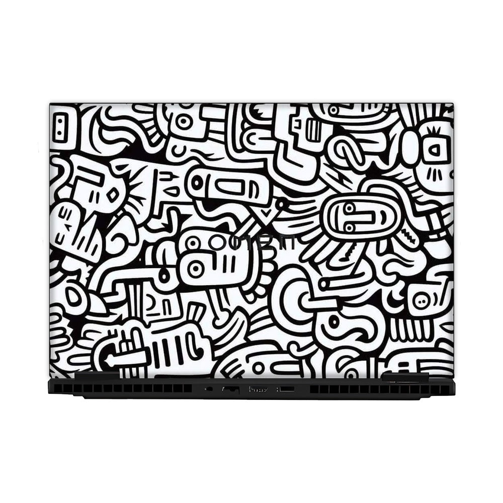 Whimsical Black and White skin on Hp Omen Gaming 16-AM0241TX by Decalz