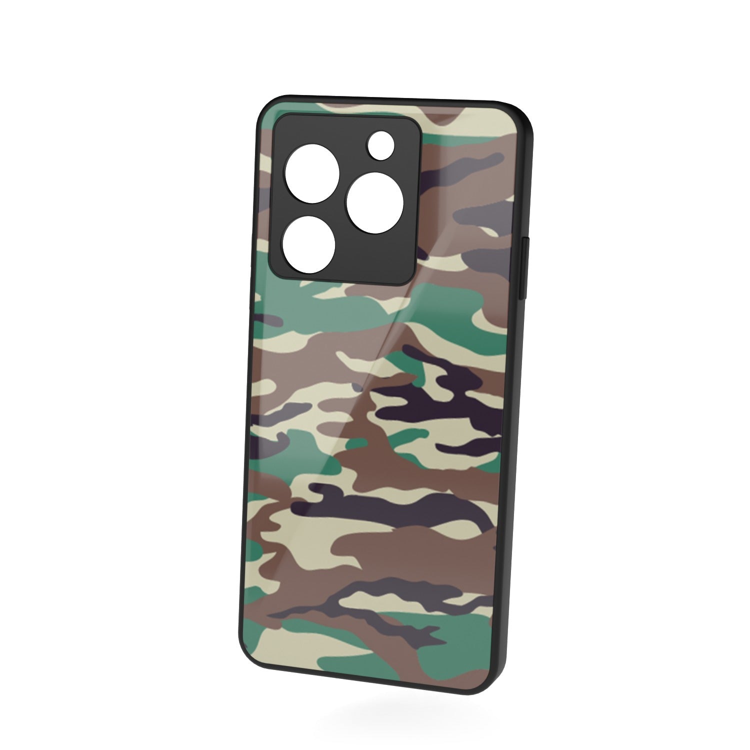 Wild Camo printed metal phone case - floating back view