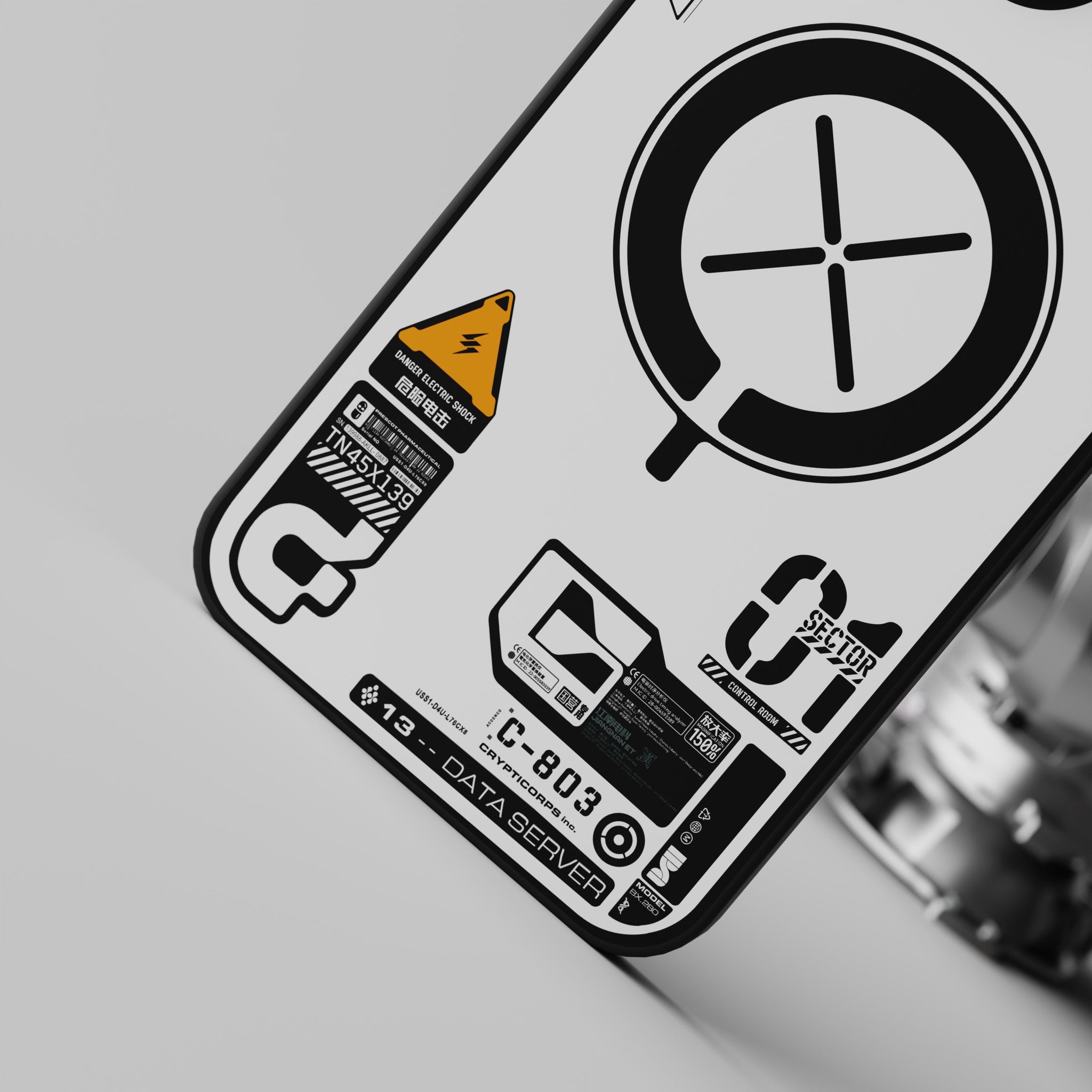 Airlock C-803 mobile skin by Decalz - hazard marking detail